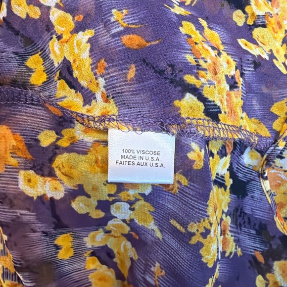 MISA Los Angeles Riona Dress Purple Yellow Floral Ruffle Mini Dress Size S - Picture 6 of 6
